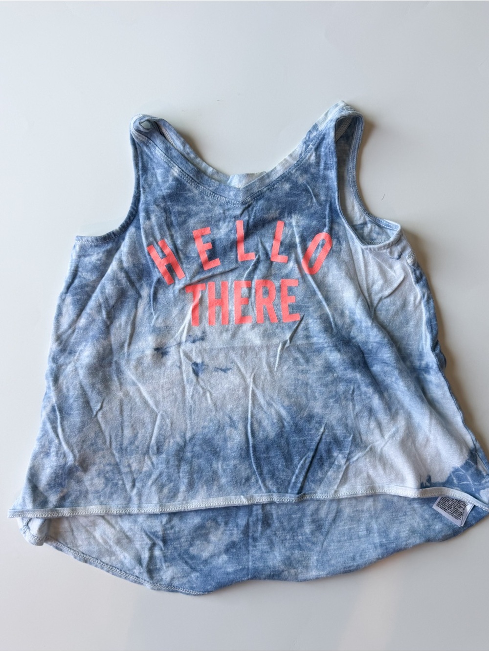 Old Navy Blue Tie-Dye Tank Top with Coral Print